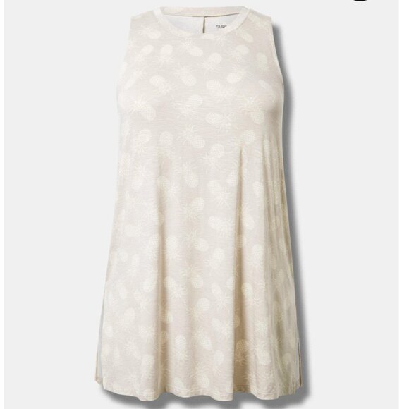 975. 1X, 2X - TORRID Pineapple Super Soft Slub Crew Neck Side Slit Tank NEW - Picture 5 of 6